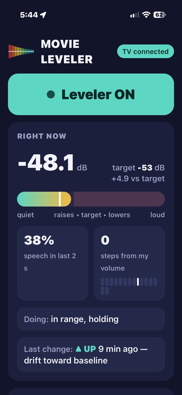 Movie Leveler phone control page